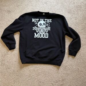 Black Graphic Sweatshirt with Skeleton